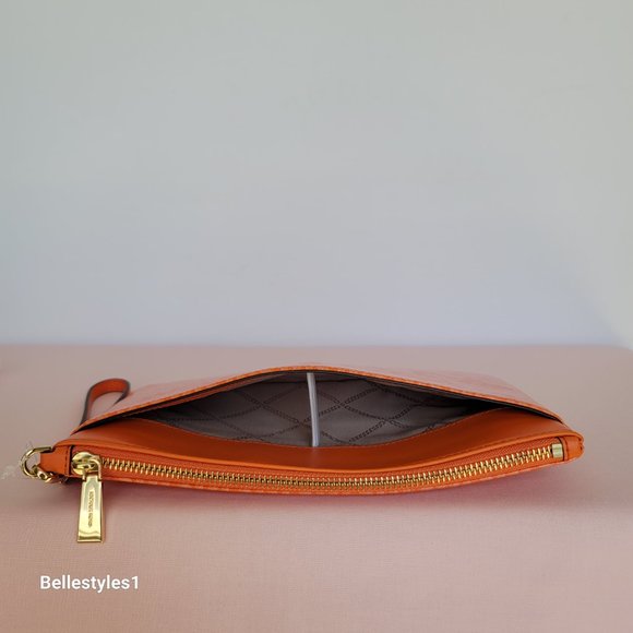 MICHAEL KORS Signature Logo Jet Set Large Top Zip Pouch/Wristlet- Apricot ⭐ - Picture 9 of 16